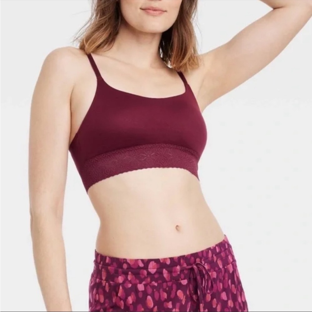 NWT Auden Burgundy Lightly Lined Long Line Bralette Size XS
